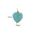 13mm heart-shaped turquoise stone pendant with golden fittings on white background - Turquoise
