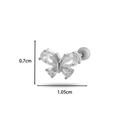 Silver bow butterfly tragus piercing with clear cubic zirconia in polished steel finish - Silver #8