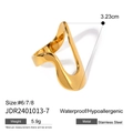 Exaggerated irregular wave ring in polished 18k gold finish made of stainless steel - JDR2401013 / Extra Wide Wave / Gold / Size #6/7/8