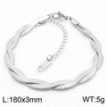 Verstellbares 180mm Edelstahl-Schlangenarmband in geflochtener Silberoptik - 3mm Armband (KB181347-Z) / Stahlfarbe