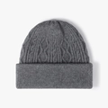 Gorro de punto trenzado gris grueso con dobladillo para hombre y mujer estilo de invierno - gris oscuro
