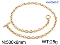 Golden stainless steel chain necklace with toggle closure, 500x6mm size for women - 500x6mm / Gold