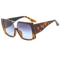 Retro tortoise pilot sunglasses with double gold metal bridge and gradient lenses - Black Leopard Frame Grey Blue Lens