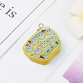 Mini yellow handheld mole game keychain with silicone buttons and bead chain - English Packaging / Yellow