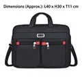 Men's 40x30cm black waterproof Oxford shoulder bag with dual front zipper pockets - Style 2 (Double Front Pockets/40cm)