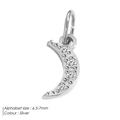 Silver crescent moon pendant with white zircons for DIY jewelry making 7mm - Moon - Silver