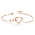Dettaglio del bracciale cuore infinito oro rosa con zircone e chiusura a moschettone - Bracciale / Oro rosa
