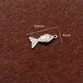 Silver koi fish pendant with amber eye detail, 23mm charm for DIY jewelry making - Silver / Small / Single Piece