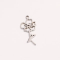 Silver stainless steel birth flower pendant with hollow floral design for December - August Silver