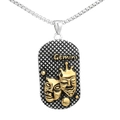 Pendentif Gémeaux rétro bicolore en acier inoxydable avec une chaîne maille vénitienne - Gémeaux