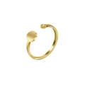 Minimalist gold adjustable open ring featuring a flat disc and a white sparkling gemstone - Round Disc Zirconia-Gold