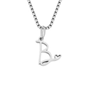 Silver-tone titanium steel box chain necklace featuring a cursive letter B heart pendant - Letter B Style / Steel Color