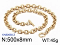Gold stainless steel OT buckle chain necklace 500x8mm for minimalist jewelry styles - 500x8mm / Gold