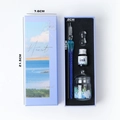 Blue gradient glass dip pen set with ink, pen rest, and storage jar in floral gift box - 18cm Pen + Ink + Holder + Cup / Wisdom (Blue)