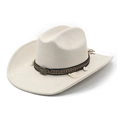Beige faux suede western cowboy hat with wide brim and vintage bull head ornament - M (56-57cm) / Beige