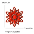 Spilla a fiore turco rosso in bronzo antico con dimensioni e peso dettagliati - Rosso Pieno