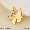Rosa Herz-Mama-Anhänger in Gold mit Mutter-Kind-Silhouette, Größe 21x20mm - Eltern-Kind Umarmung Herz (KLJ9561-ZLA)