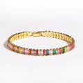 Pulsera tennis con circonitas de colores corte baguette, acabado dorado y cierre plegable - Color Oro Circonita Multicolor