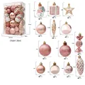 Set de 29 adornos navideños rosas con bolas brillantes y estrellas de plástico - Juego de 29 piezas de oro rosa