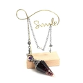 Orgone energy pendulum with dark purple crystal prism and silver floral metal cap - Obsidian