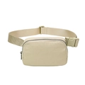 Minimalist beige nylon waist bag with adjustable strap and durable dark metal zipper - Light Khaki