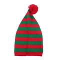 Berretto natalizio con strisce in maglia rosse e verdi e dettaglio pompon morbido - Adulto / Rosso e Verde