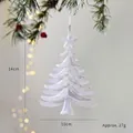 Sparkling white glitter Christmas tree ornament 14cm tall hanging on festive pine branch - Christmas Tree - White Glitter