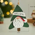 Detailed view of Christmas tree-shaped wooden ornament with Santa face and 12.5cm height - Santa Christmas Tree