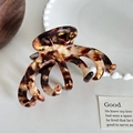 Tortoise shell pattern octopus hair claw clip in acetate for thick hair styling - 10cm / 4mm / Yellow Coffee