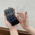 Drei dicke hochelastische Haargummis in Schwarz, Grau und Blau mit Aufbewahrungsdose - 1 Dose Schwarz/Grau Serie Handtuch Haargummis (5 Stück/Packung)
