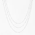 Collier à trois rangs en acier inoxydable argenté avec perles satellites - Chaîne Satellite à Trois Rangs / Collier en Argent (PD1739)