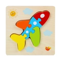 Colorful wooden airplane puzzle for toddler learning and cognitive skill building - Snap Puzzle-Airplane (卡扣JM-飞机)