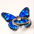 Detail of blue butterfly phone ring holder with metallic finish and intricate wing patterns - Painted Butterfly Blue