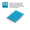 Carnet A6 bleu en cuir PU avec bords arc-en-ciel, 100 feuilles imperméables - A6 / Bleu