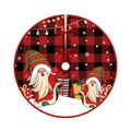 Rote und schwarze Weihnachtsbaumdecke mit Karo-Muster und Weihnachtsmann-Gnom - 90CM Gebürsteter Stoff Baumdecke 032 / 90cm