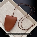 Detailed close-up of brown leather croissant-style pouch with contrast stitching and long strap - 40# Brown Bell Neck Bag