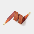Colorful geometric chevron woven shoulder strap with orange leather and gold hardware - Width 5cm Length 70cm / Orange Gold Buckle