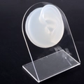 Creamy white silicone ear model on clear acrylic display stand for body piercing - Transparent-Left Ear