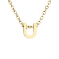 Polished golden stainless steel pendant necklace featuring the capital letter U design - Letter U