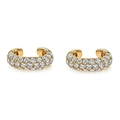 Minimalistische C-förmige Goldohrringe mit Reihen aus funkelnden Zirkoniasteinen - C-Form Pave Ohrmanschette / Gold