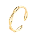 Minimalist S925 sterling silver woven gold open ring with twisted rope design for women - Adjustable Open / Gold