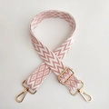 Adjustable wide shoulder strap with pink and white wave pattern and gold metal hooks - A2 Pink