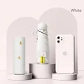 Portable white sun umbrella with yellow dots, UPF50+ protection and matching storage case - Heart Creamy White