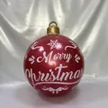 Red inflatable Christmas ball with LED lights and white Merry Christmas festive print - Antler