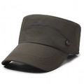 Men's dark olive green quick-dry cadet hat with metal shield emblem and reinforced brim - Adjustable / Army Green