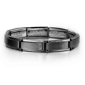 Italian charm bracelet in black stainless steel with elastic modular links - 9mm Black Slim