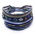 Bohemian elastic headband featuring colorful geometric prints on a black base - 92