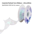 Iridescent fishtail ribbon in polar white holographic gauze for floral packaging - Iridescent Fishtail Yarn / Polar White