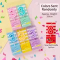 Colorful number 3 and 8 birthday candles with striped bases and birthday party packaging - PVC Box Candy Number Candle-3