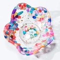 Transparent crystal cleansing bowl with colorful gemstones and gold foil inlay - Flower Petal / Colored Shell & Gold Foil